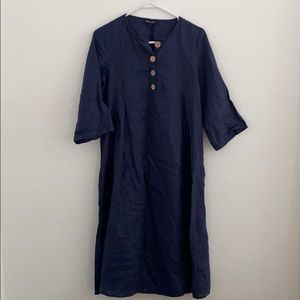 Roolee Navy Linen Dress. Size Small